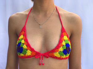 Red Beaded Rainbow Bralette