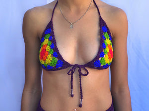 Purple Beaded Rainbow Bralette