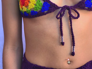 Purple Beaded Rainbow Bralette